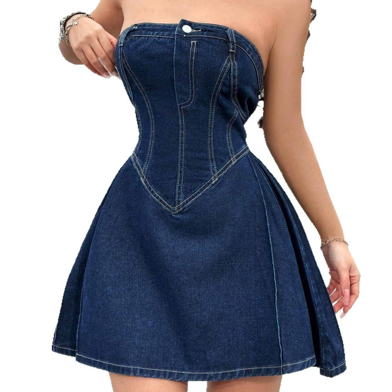Fashionable Off-shoulder Denim Dress