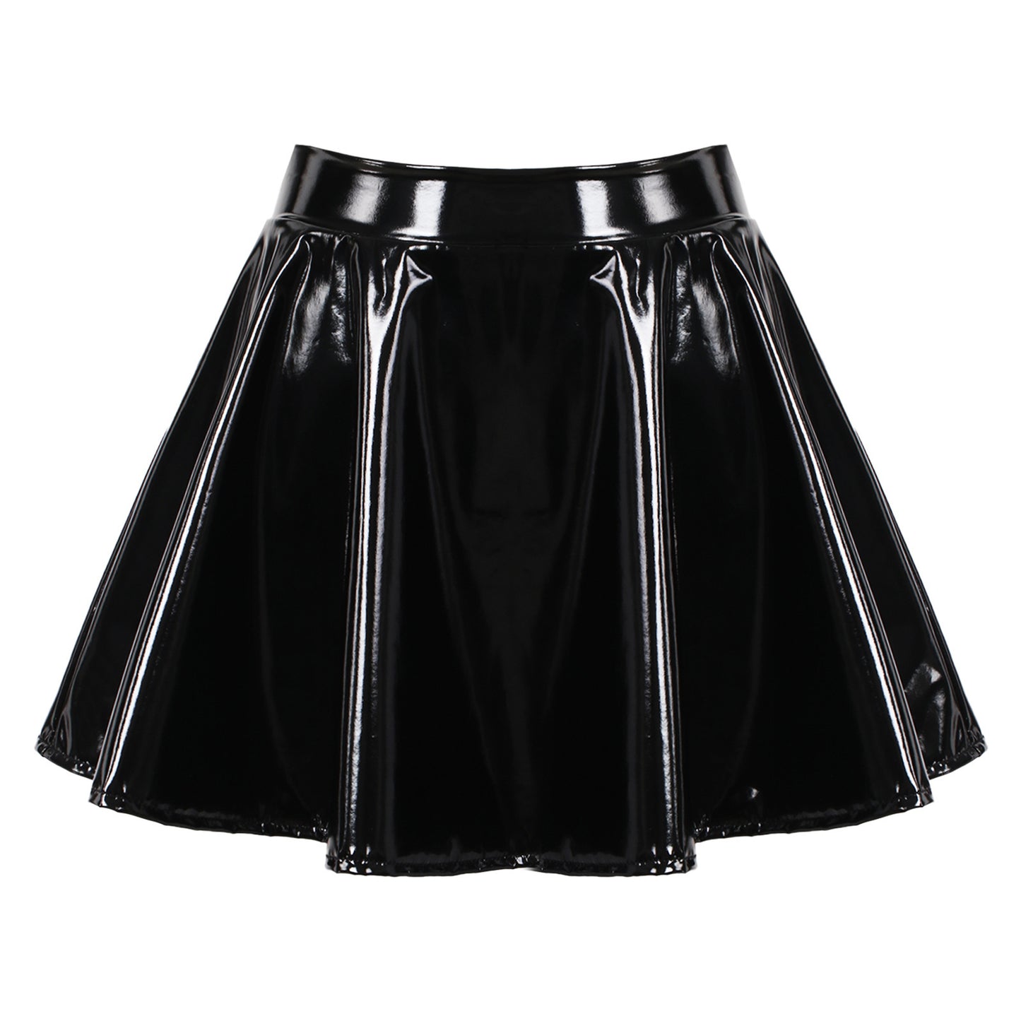 Women's Leather Stretch Pleated Skirt