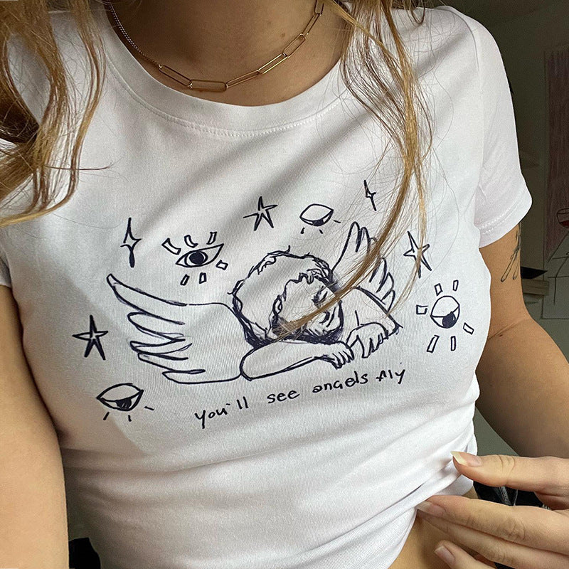 Cute Angel Print Tee
