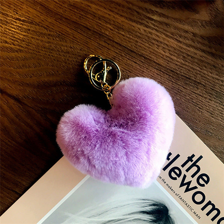 Love Rabbit Fur Plush Pendant Keychain