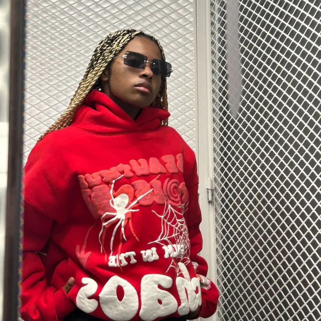 Letter Spider Web Foam Loose Hip Hop Hooded Pullover