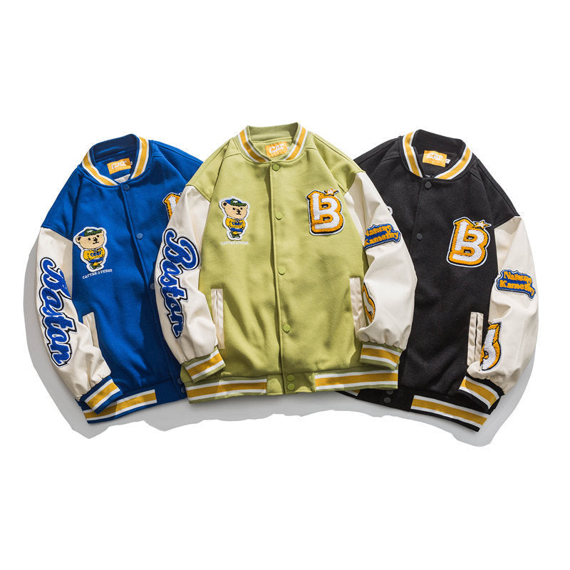 Men's Japanese Street Fashion Contrast Color Patchwork Loose Stand Collar Jacket