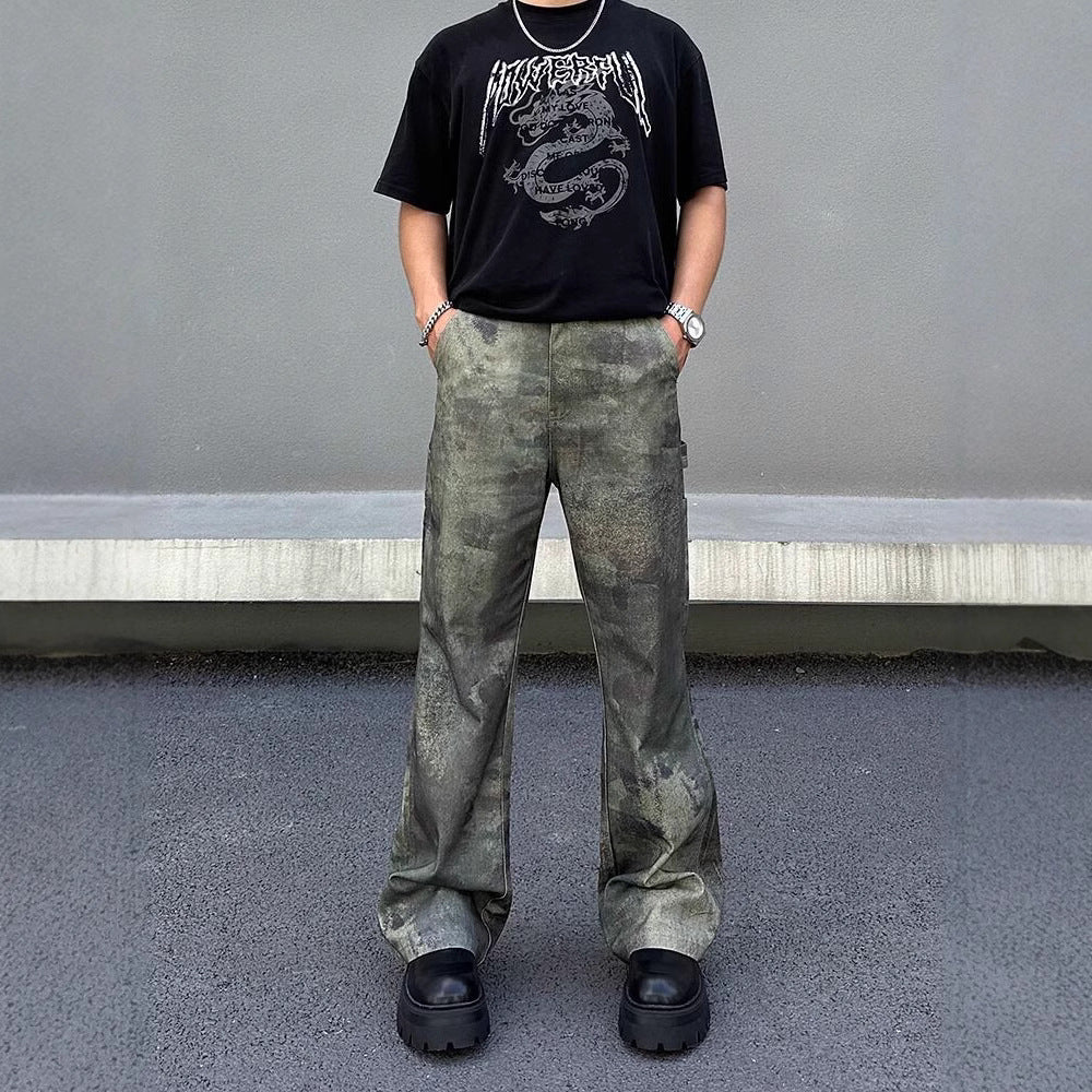 Retro Digital Direct Injection Camouflage Jeans Men's Fashion