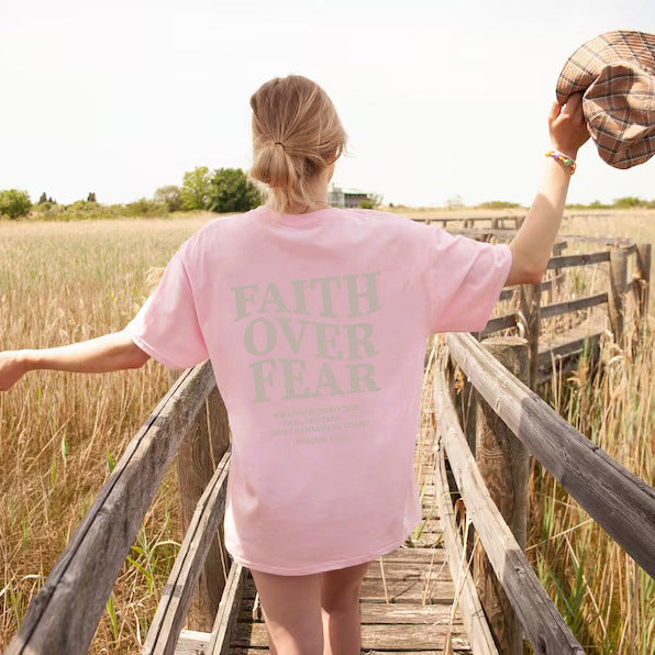 "Faith Over Fear" Letter Printed T-shirt Women's Fashion