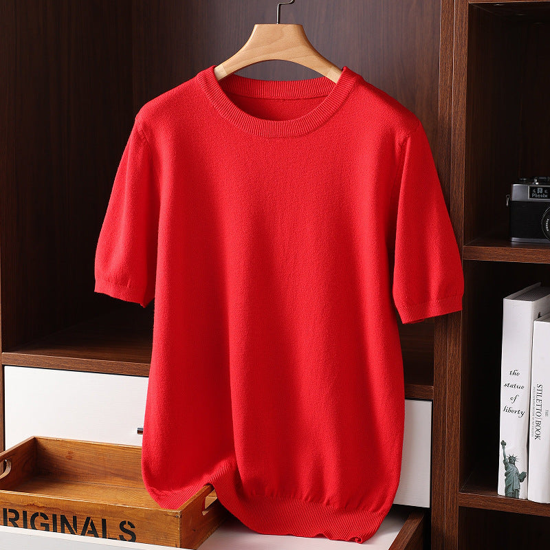 Round Neck Thin Casual T-shirt Knitwear