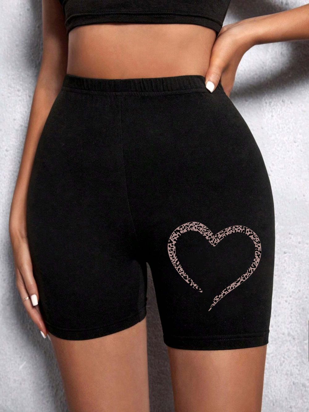 Woman Tight Leopard Heart And Love Shorts