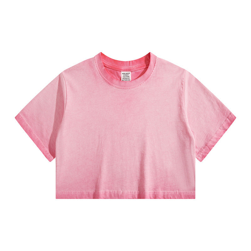Distressed Colorful Frayed Cropped T-shirt