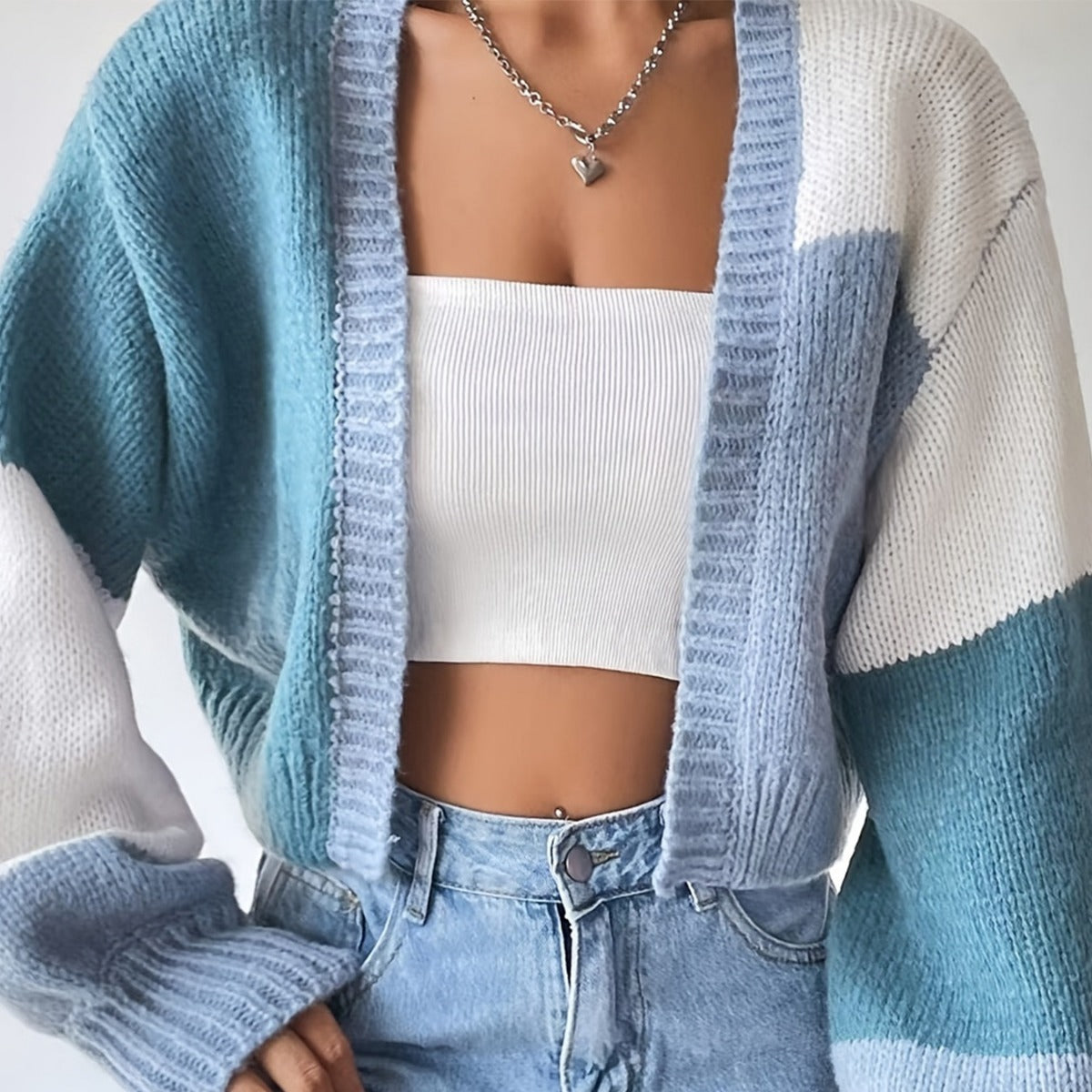 Womens Striped Cardigan Sweater