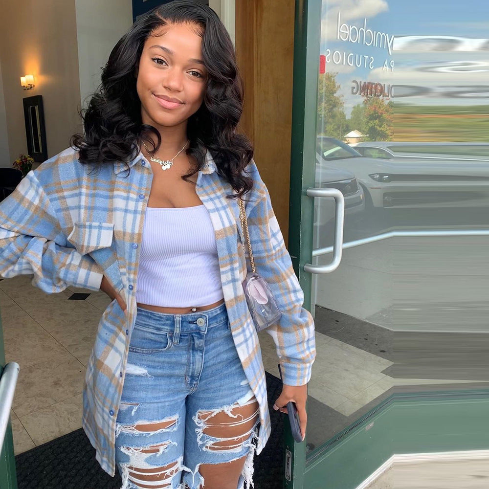 Women's Plaid Long-sleeved Shirt