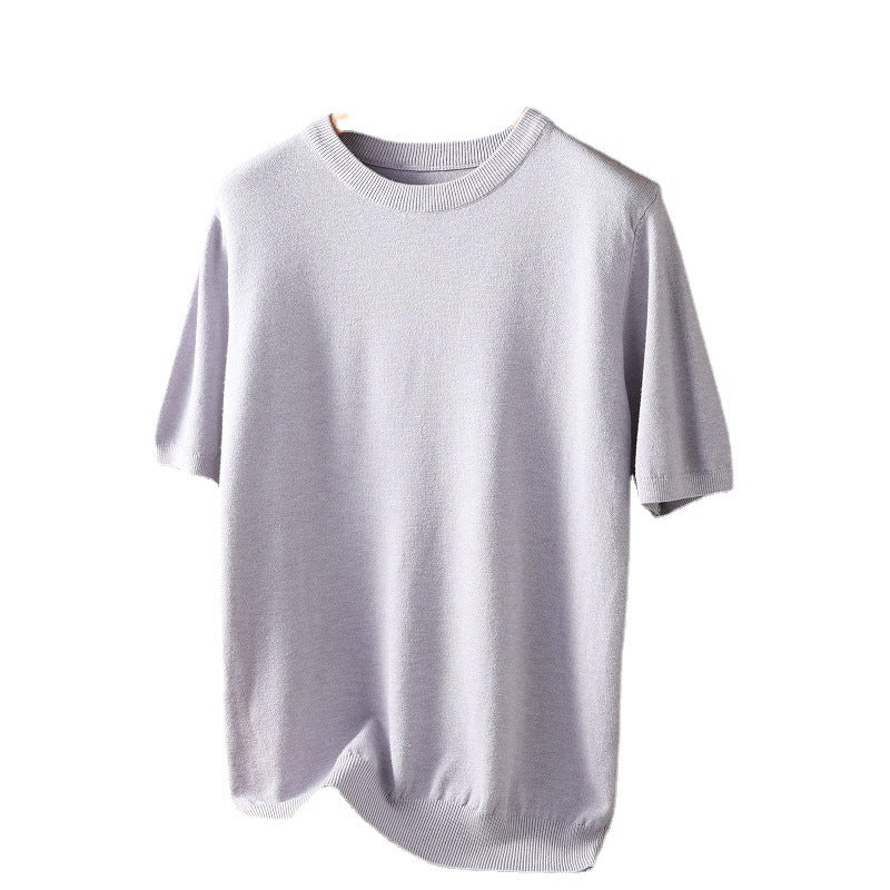 Round Neck Thin Casual T-shirt Knitwear