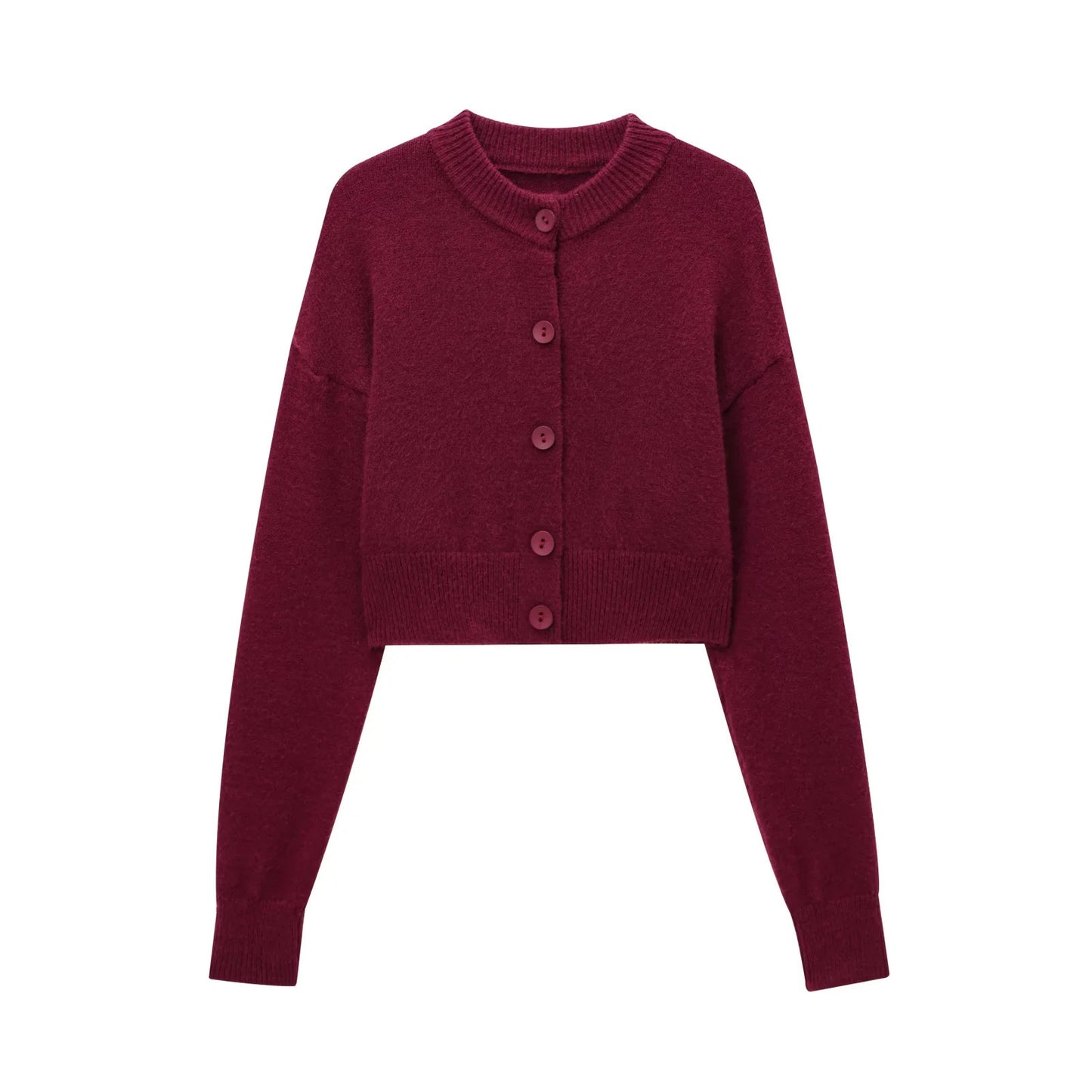 Women's Fashion Temperament Decorated Row Button Knitted Cardigan Coat Sweater