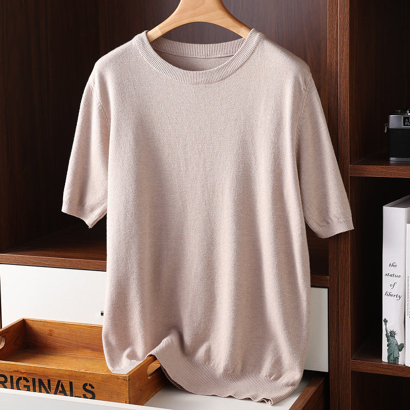 Round Neck Thin Casual T-shirt Knitwear