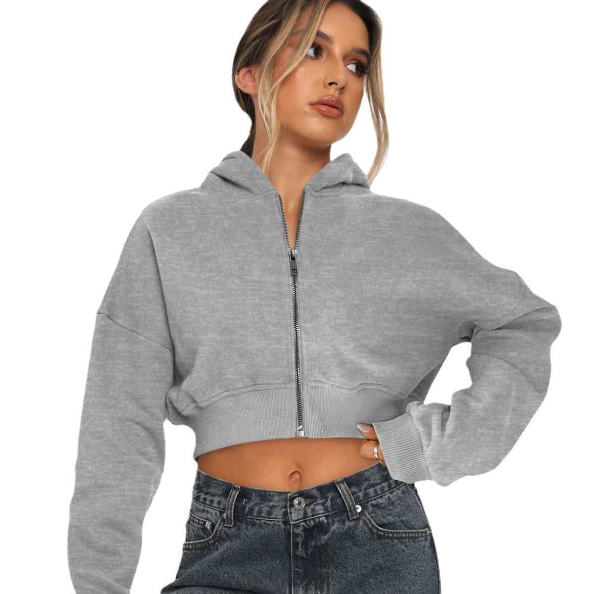 Long Sleeve Fleece Zipper Cardigan Hoodie Casual Jacket