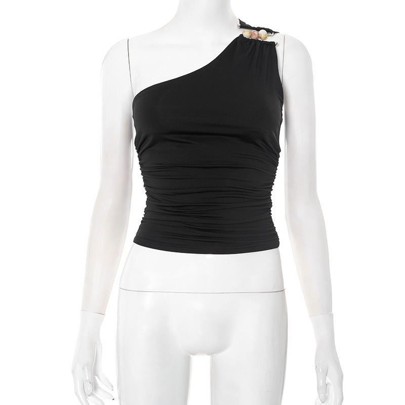 Women's One-shoulder Cropped Tank Top Top