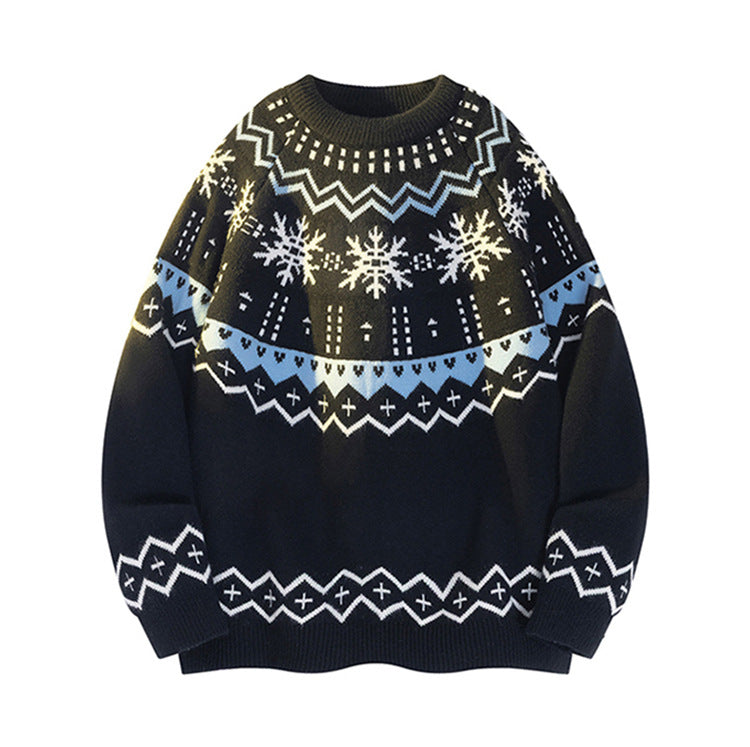 Mens Knitted Sweater With Snowflake Design