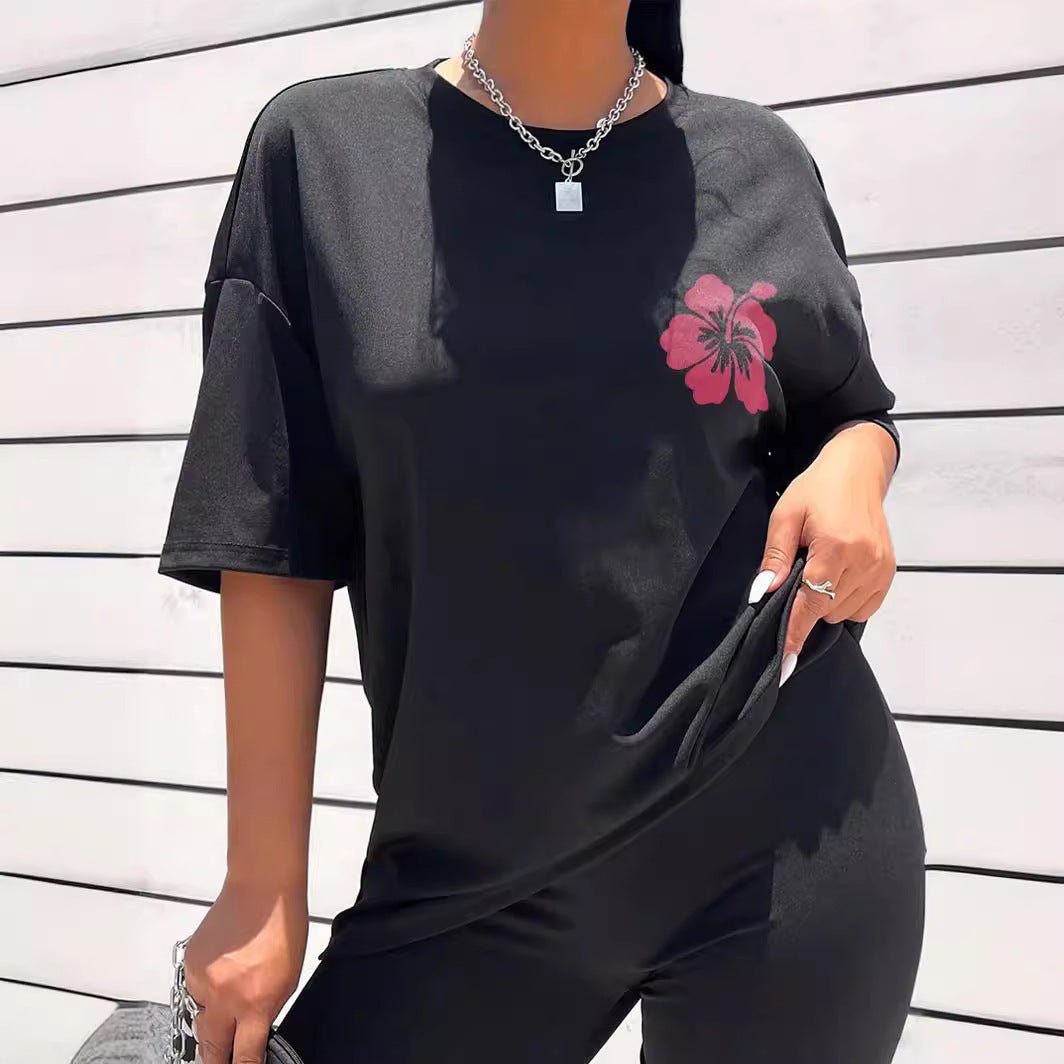 Trendy Loose Women's Short Sleeve