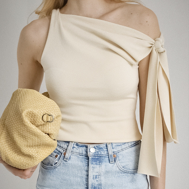 One-shoulder Versatile T-shirt For Women