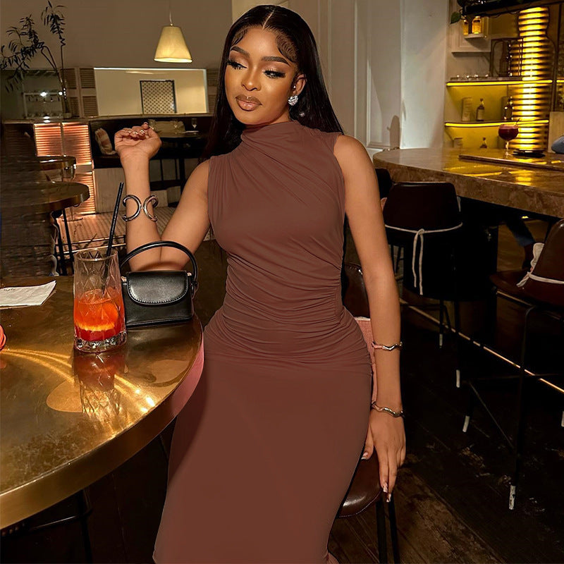 Sleeveless Dress Round Neck Temperament Leisure