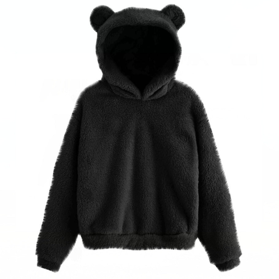New Fluffy Rabbit Ears Hooded Warm Sweater Sweater