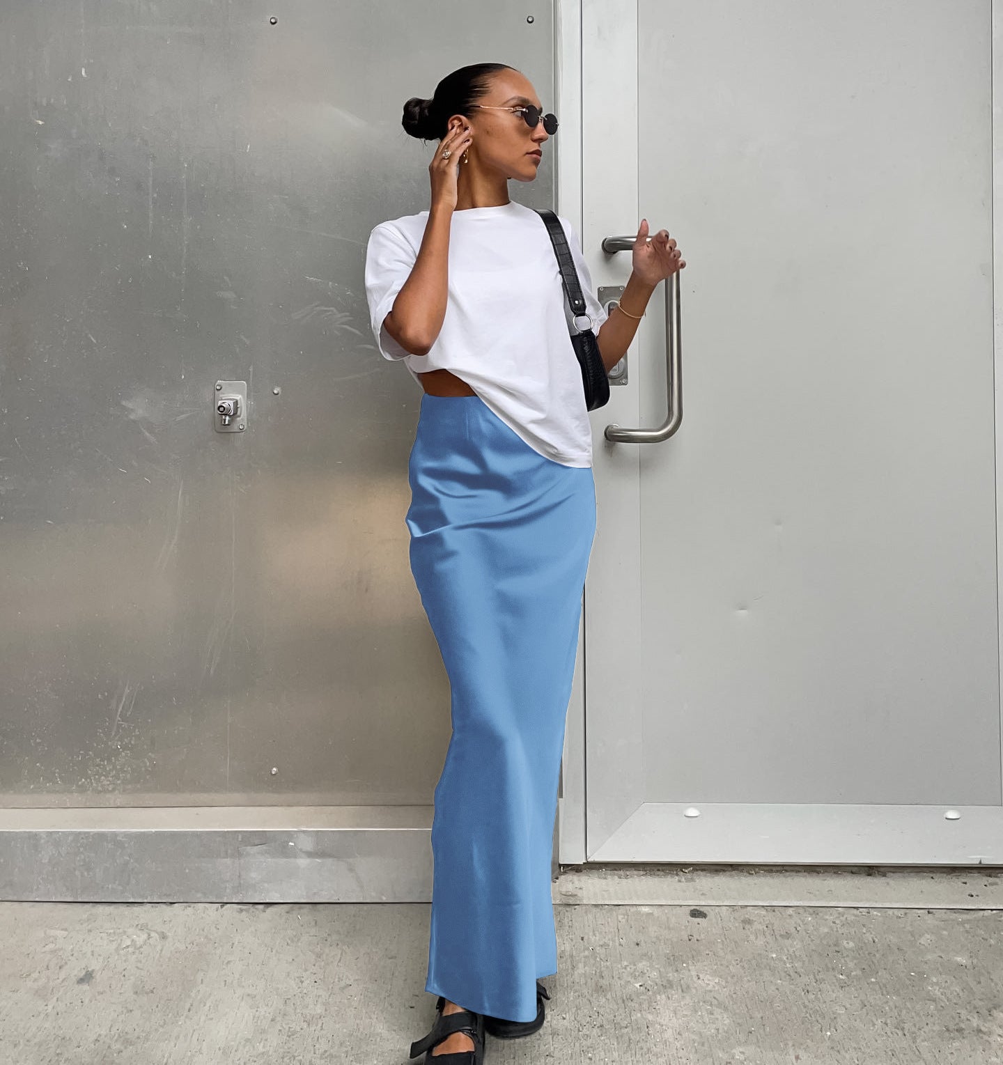 Women's Fashion Casual Satin Silk Skirt