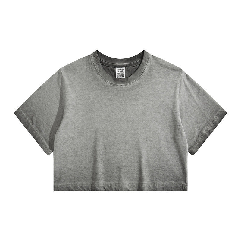 Distressed Colorful Frayed Cropped T-shirt