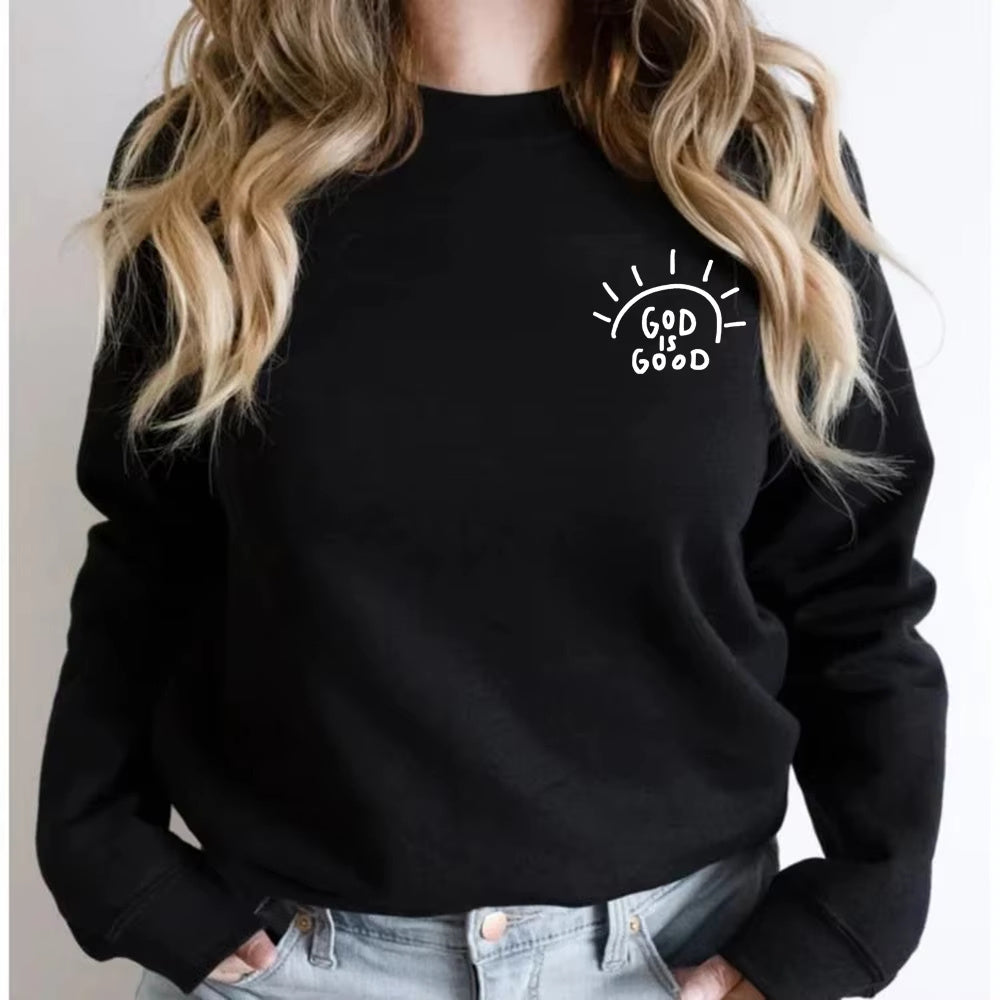 New Round Neck Print Sweatshirt Casual Sports Loose