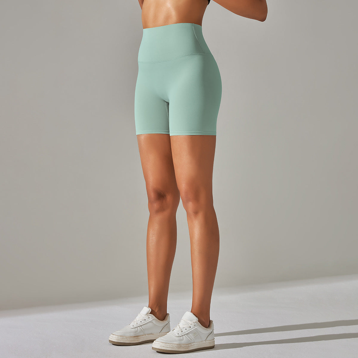 Women's Solid Color High Waist Fitness Shorts