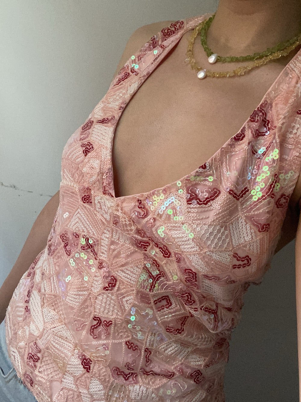Women's Clothing Sequins Glitter Casual V-neck Sleeveless Vest