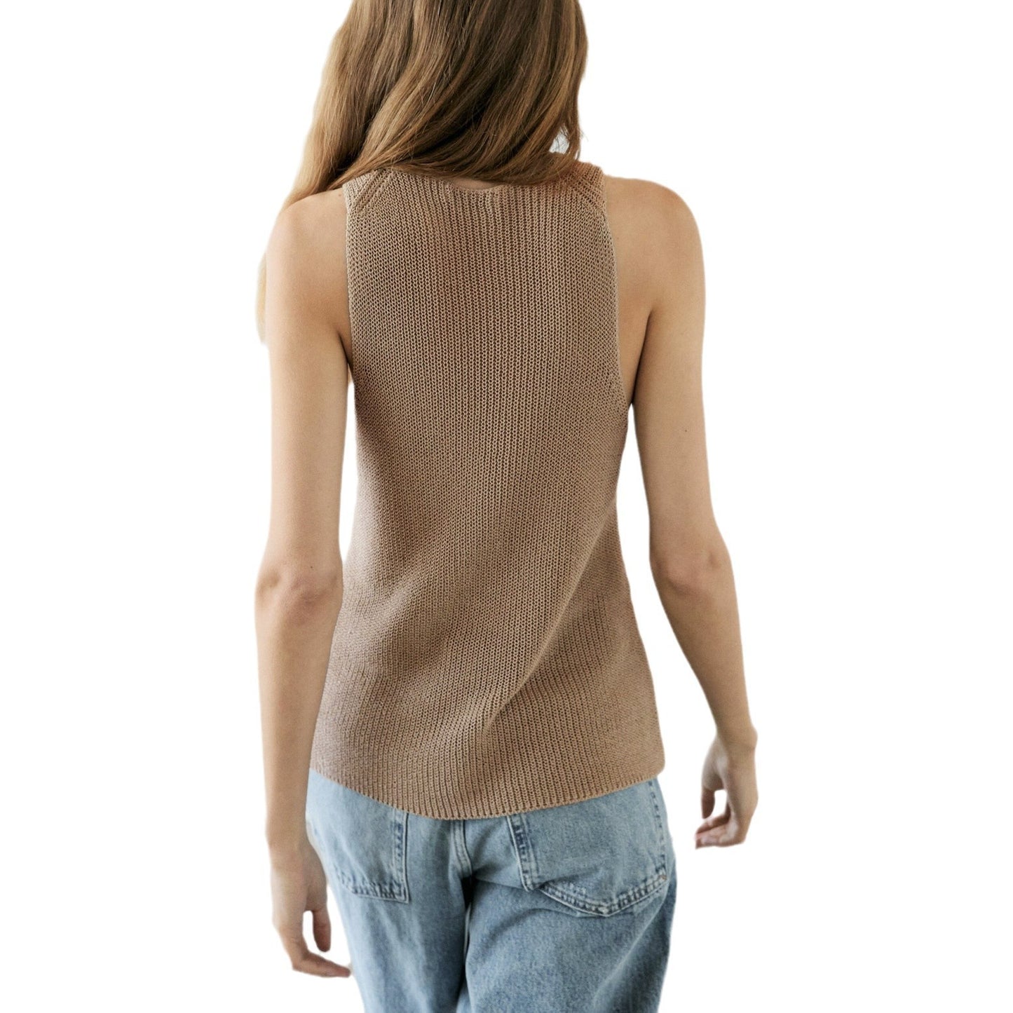 Elegant Cross-halterneck Spaghetti Straps Sleeveless Knitted Vest Top