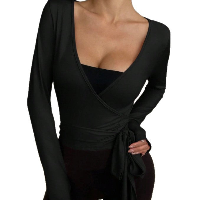 Lace-up Blouse Sports Top Women's Yoga Clothes