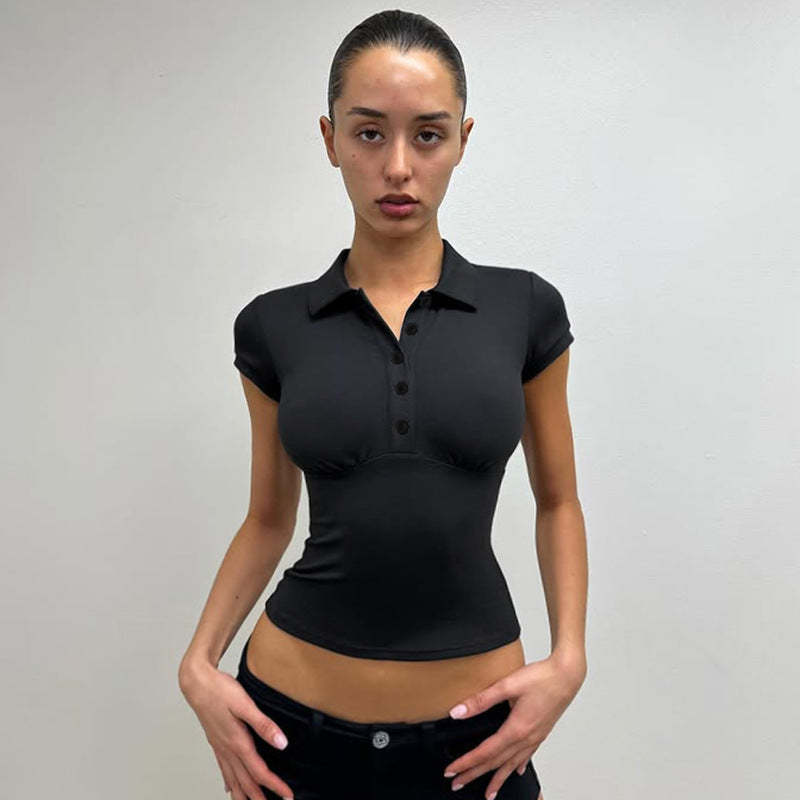 Solid Color Pullover Short Sleeve Shirt