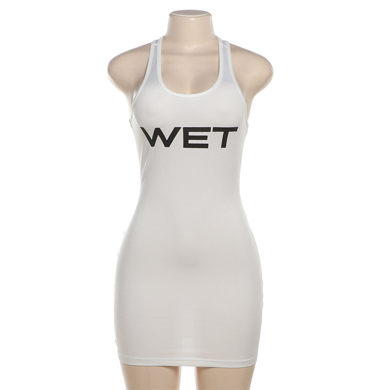 Women's Fashion Simple Letter Slim Dress