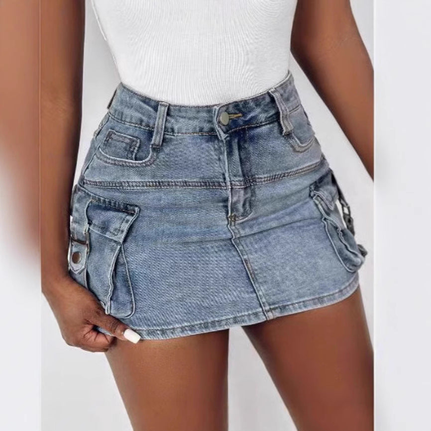 American Style Women's Overalls Pocket Skirt