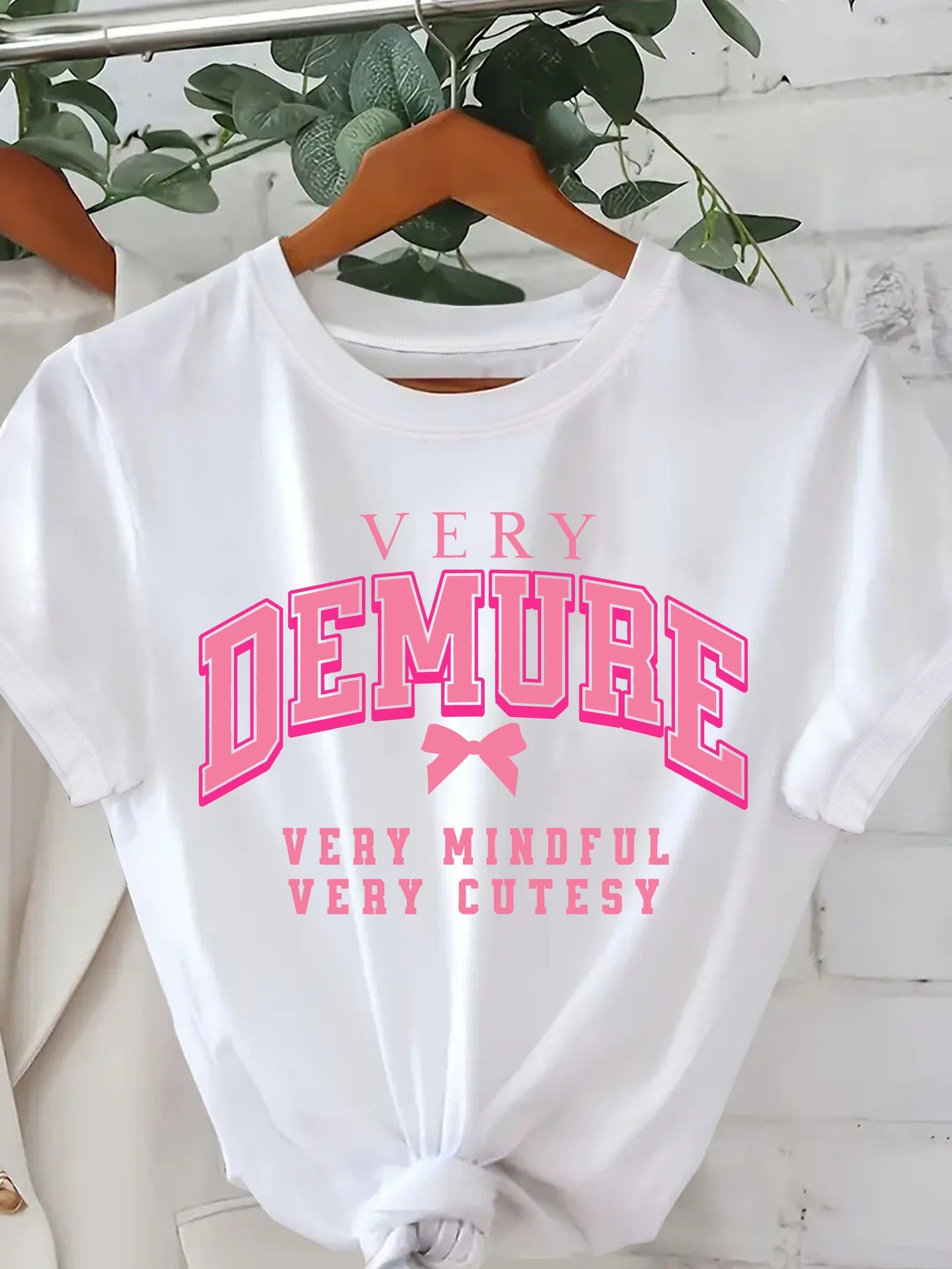 Women's Casual Round Neck Print And Bow Short Sleeve