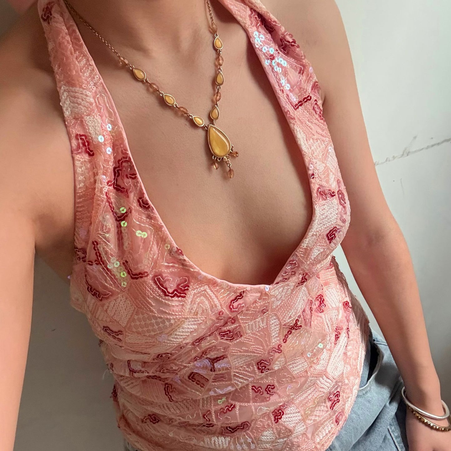 Women's Clothing Sequins Glitter Casual V-neck Sleeveless Vest