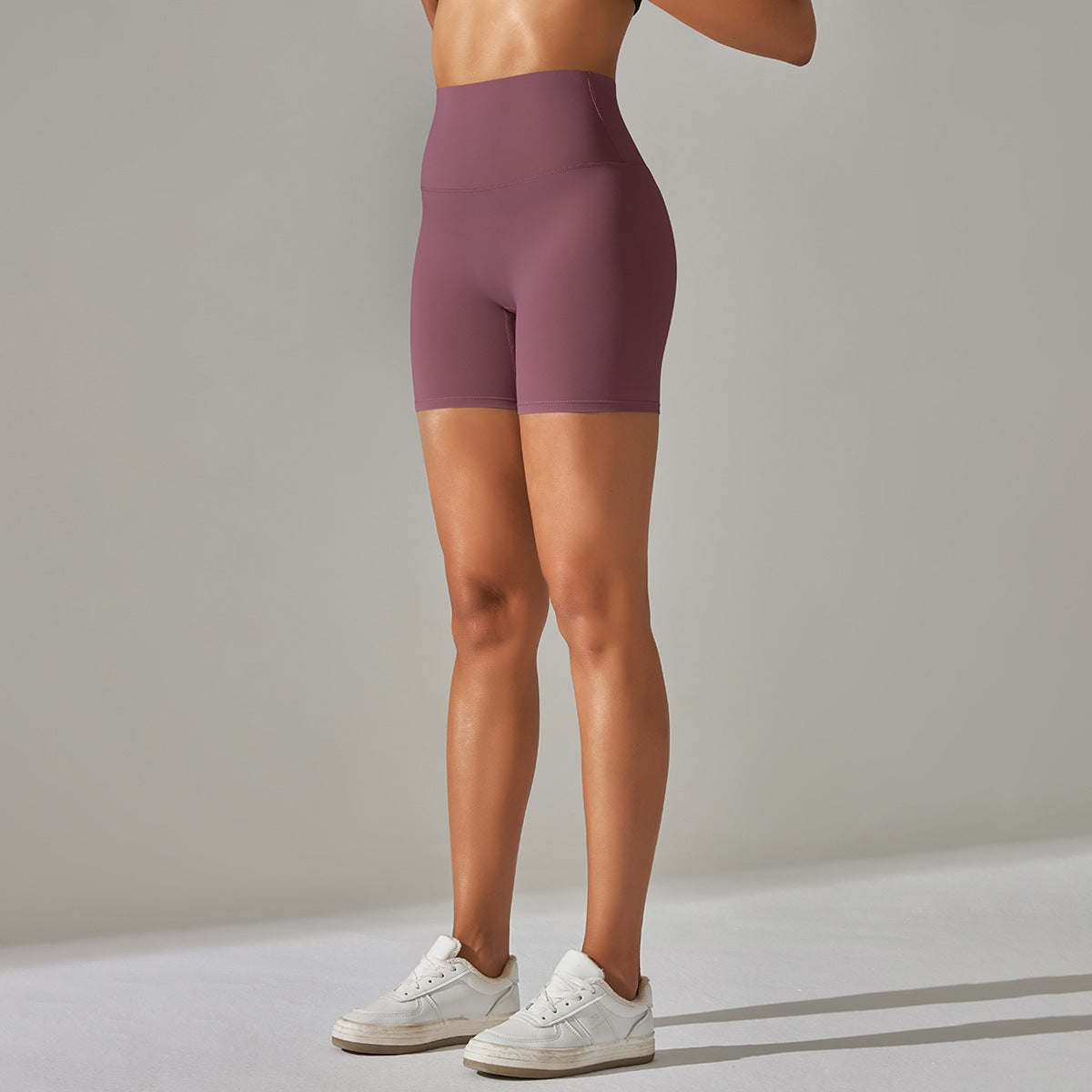 Women's Solid Color High Waist Fitness Shorts