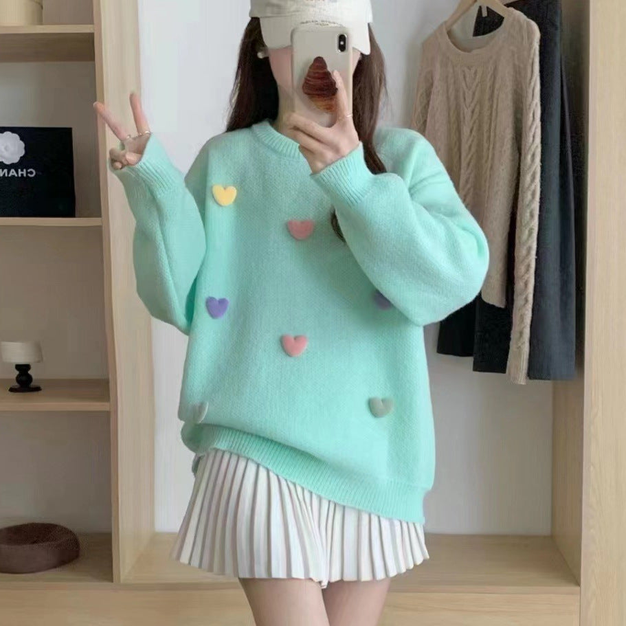 Loose And Sweet Knitted Sweater Pullover Autumn And Winter New