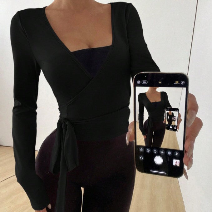 Lace-up Blouse Sports Top Women's Yoga Clothes
