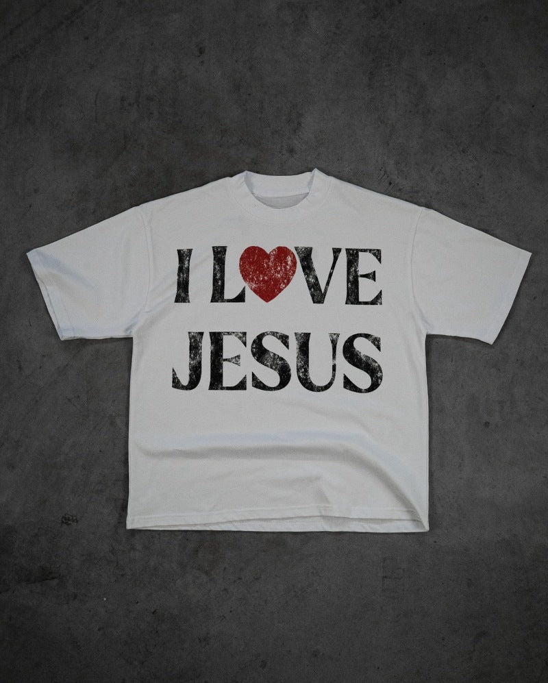 Streetwear Retro "I love Jesus" Printed shirts