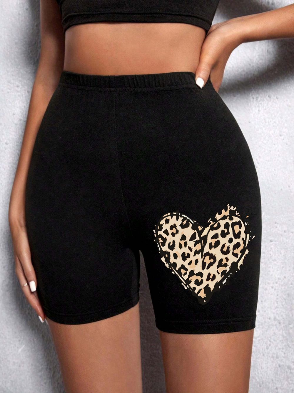 Woman Tight Leopard Heart And Love Shorts