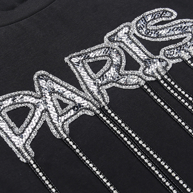 "Paris" Diamond Print Cropped Tee