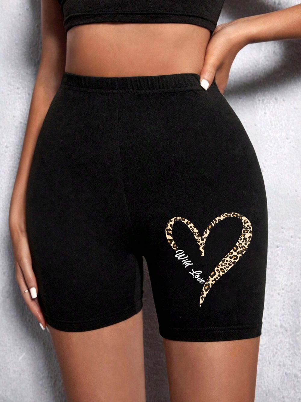 Woman Tight Leopard Heart And Love Shorts