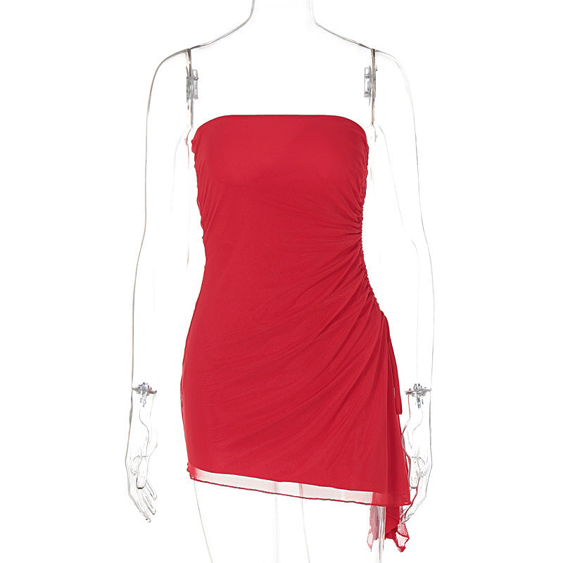 Tube-top Split Short Dresses For Women
