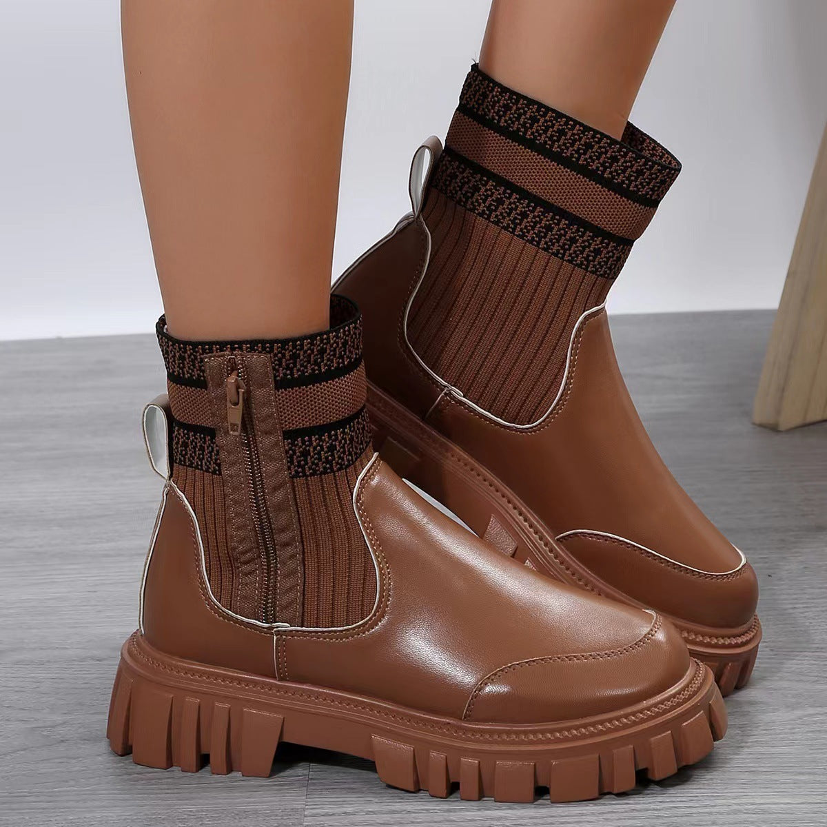 Womens Fashion Boots With Zipper Design
