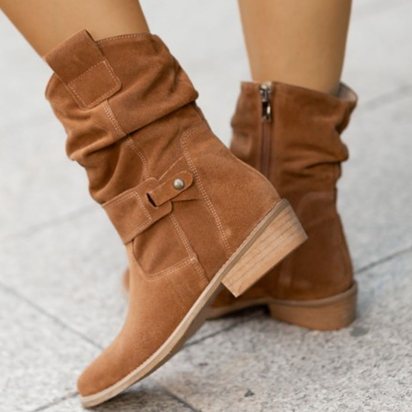 Women's Pointed Toe Suede Zipper Fashion Boots