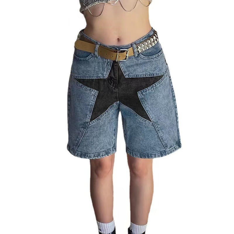 Five-pointed Star Patch Denim Pants