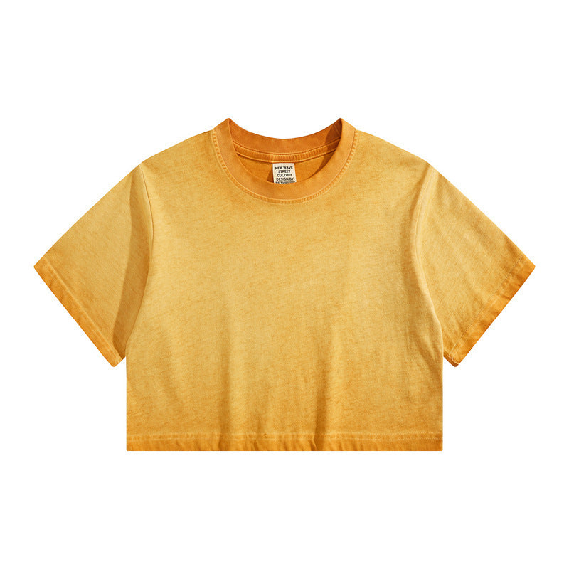 Distressed Colorful Frayed Cropped T-shirt