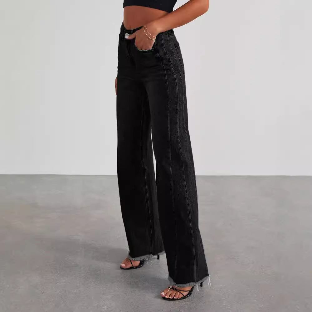 Womens Slim Fit Wide-leg Jeans