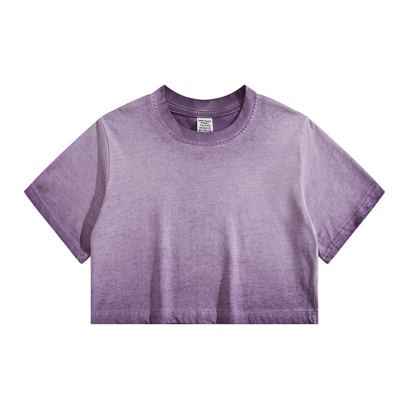 Distressed Colorful Frayed Cropped T-shirt