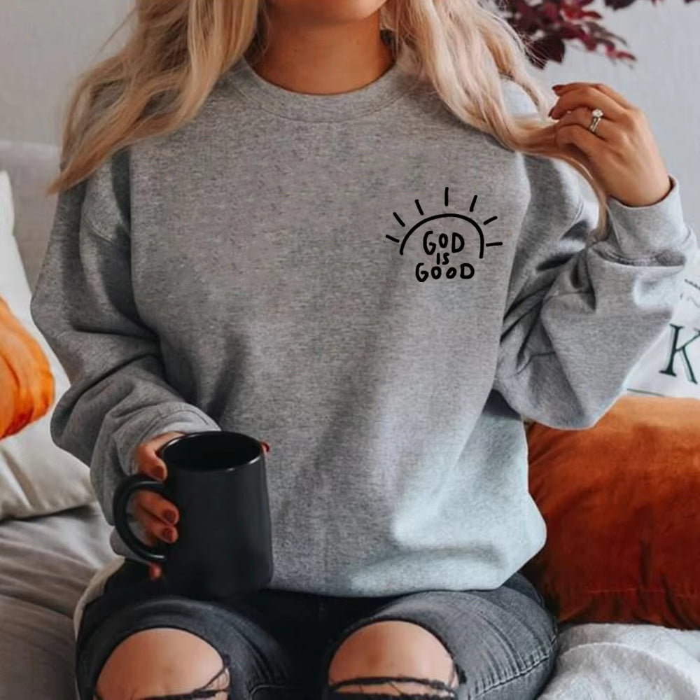New Round Neck Print Sweatshirt Casual Sports Loose